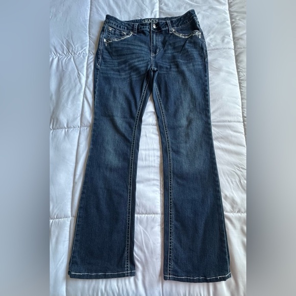 GRACE IN LA WOMEN'S
JEANS - AZTEC Grace Medium Blue Flare Jeans - Picture 6 of 16